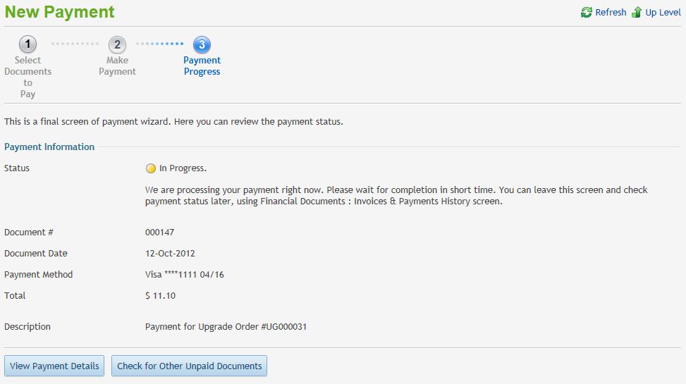 Payment Processing completed