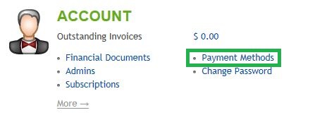 Accounts Section of Home Tab in HostMySite Control Panel